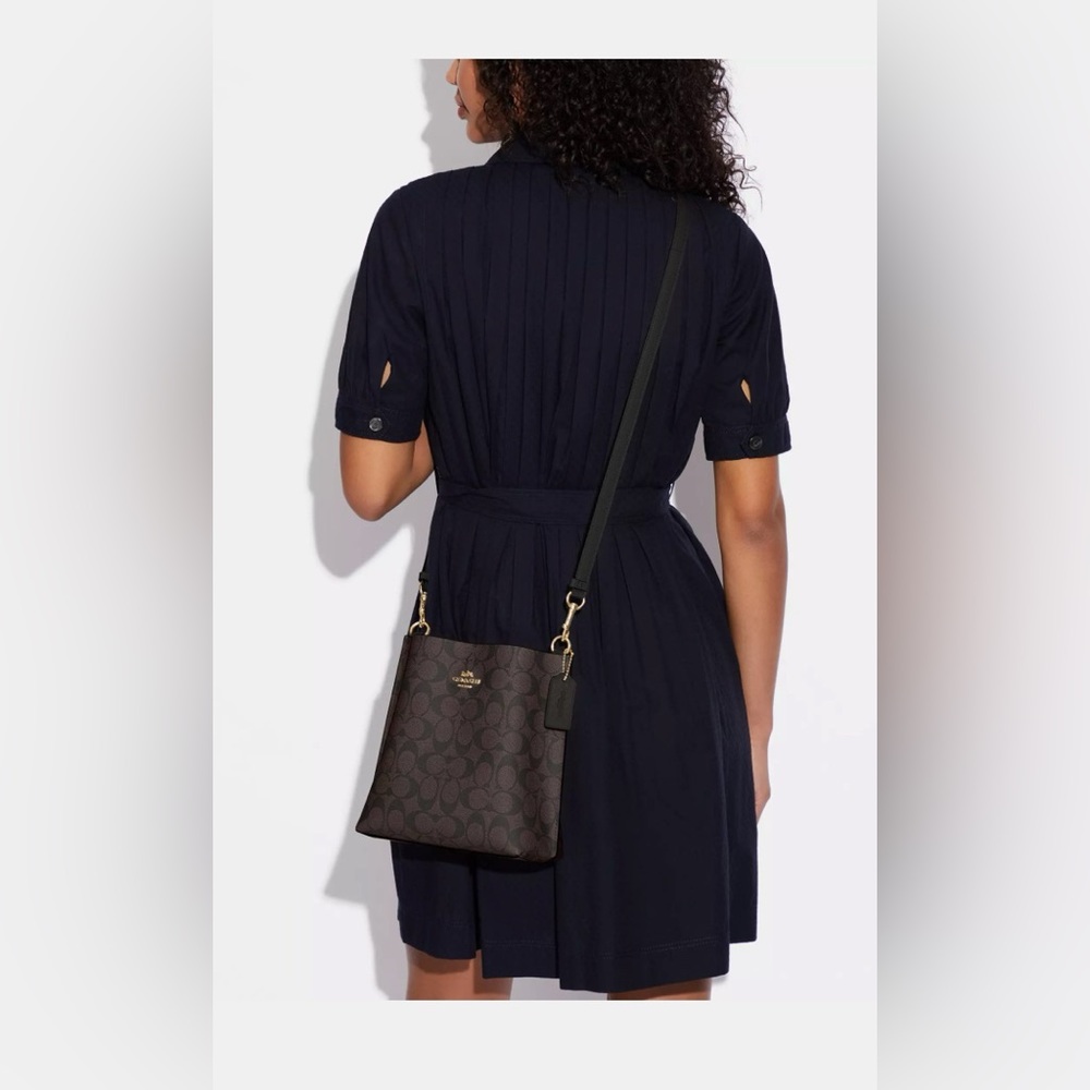 Coach purse mollie bucket bag 22 in signature canvas gold/brown black - Picture 10 of 11
